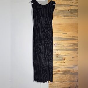 Vintage 90s Byer California Grey Sparkly Zebra Clingy Long Cocktail Dress *flaw*